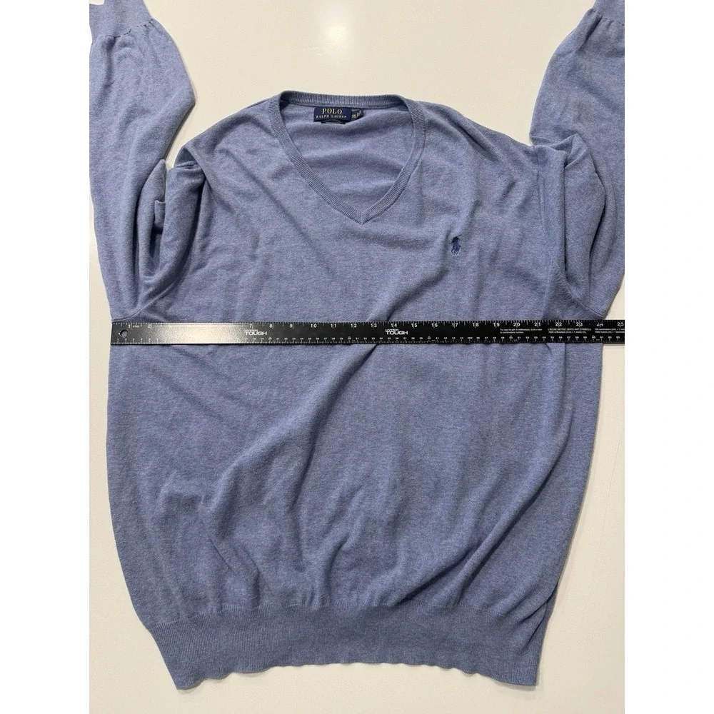 Polo Ralph Lauren Pima Cotton V-Neck Sweater Blue Mens XXL Pullover